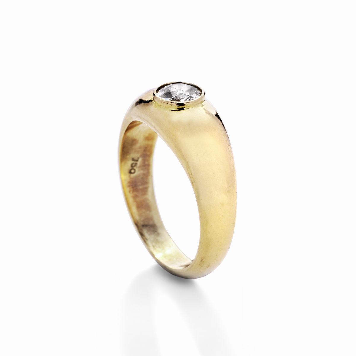 Anello Solitario in Oro Giallo e Diamante