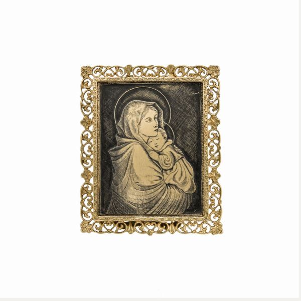 Madonna con bambino in oro giallo