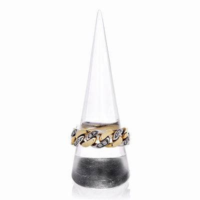 Anello in Oro Giallo, Oro Bianco e Diamanti