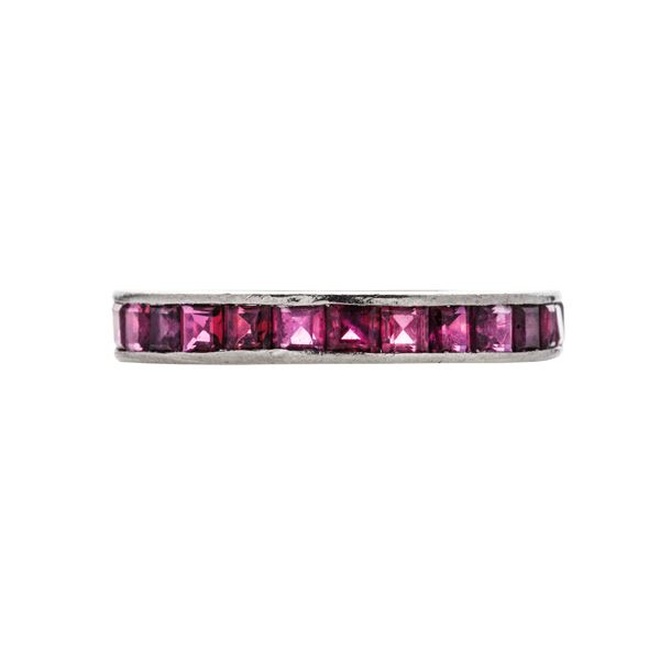Eternity ring in white gold and Burmese rubies