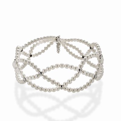 Collier De Chien in Oro Bianco, Perle e Diamanti Damiani