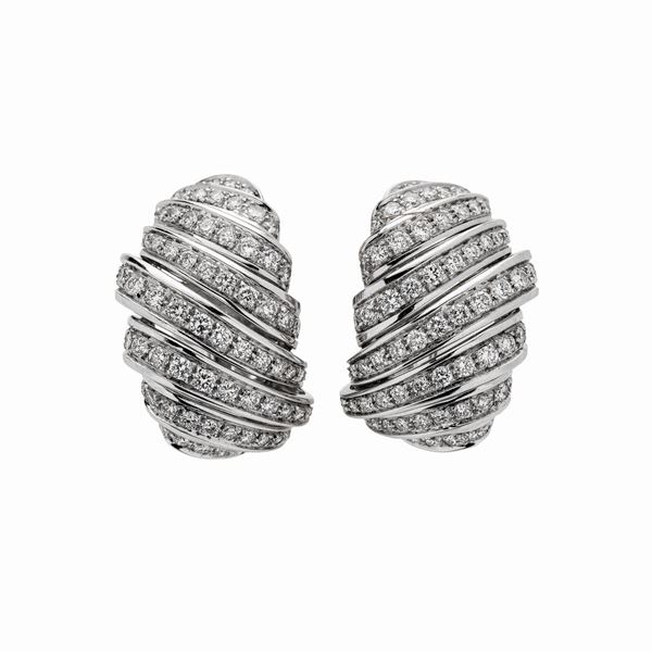 SALVINI : Pair of clip earrings in white gold and Salvini diamonds  - Auction Antique Jewellery and Modern  - Curio - Casa d'aste in Firenze