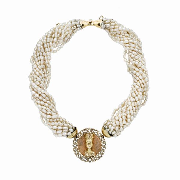 Necklace made of yellow gold and river pearls  - Auction Antique Jewellery and Modern  - Curio - Casa d'aste in Firenze