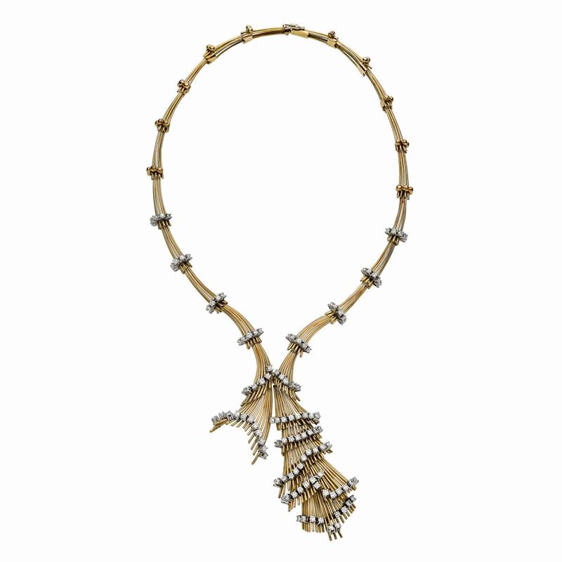 Grande Collier Semirigido in Oro Giallo e Diamanti