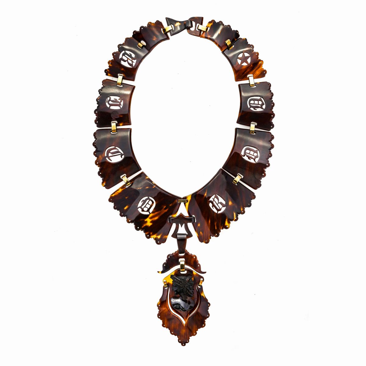 Importante Collana in Oro Giallo e Tartaruga
