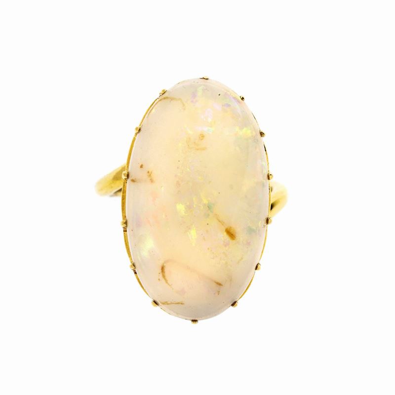 Anello a Losanga in Oro Giallo 14 Kt e Opale