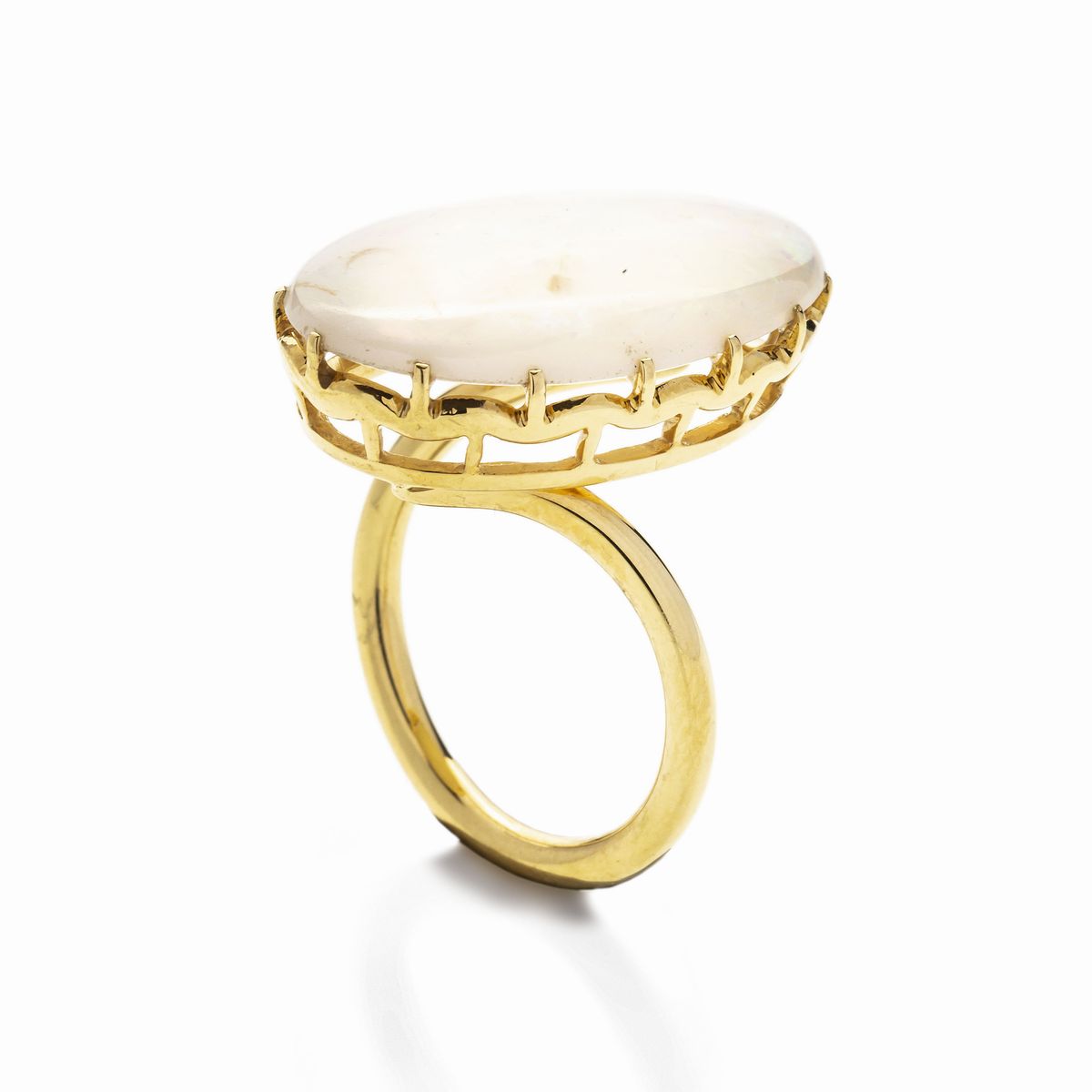 Anello a Losanga in Oro Giallo 14 Kt e Opale