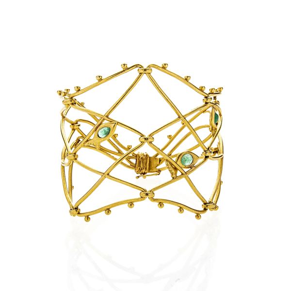Bracelet in yellow gold and emeralds Ashley Hicks