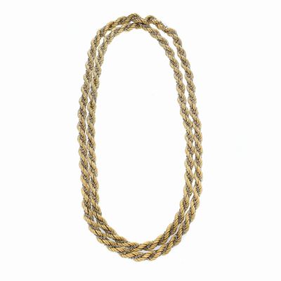 Lunga Collana a Torchionne in Oro Giallo e Bianco
