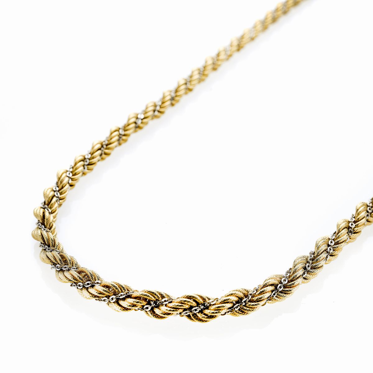 Lunga Collana a Torchionne in Oro Giallo e Bianco