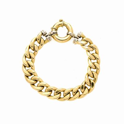 Bracciale a Maglie in Oro Giallo e Oro Bianco