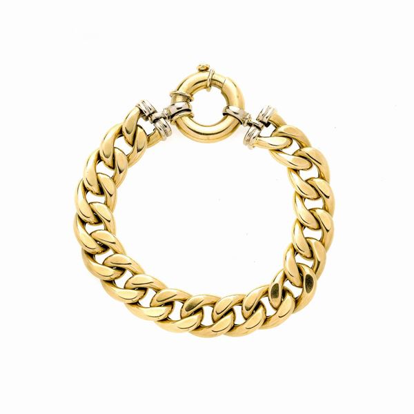 Bracciale a maglie in oro giallo e oro bianco