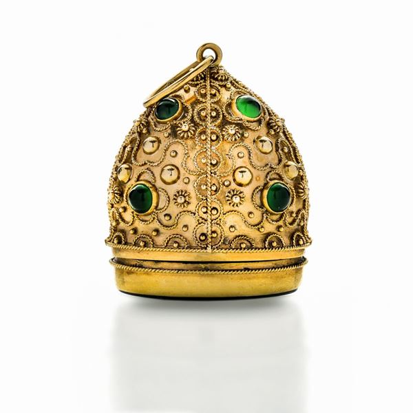 Pendente in oro giallo e giada