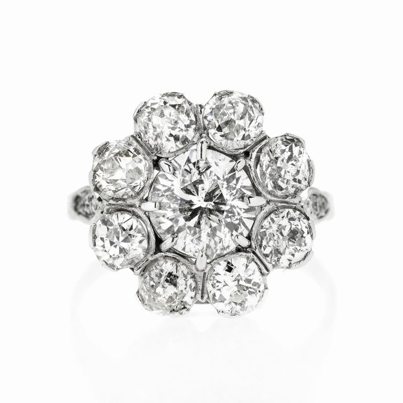 Anello Fiore in Oro Giallo e Diamanti