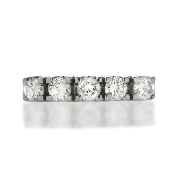 Riviere ring in white gold and diamonds