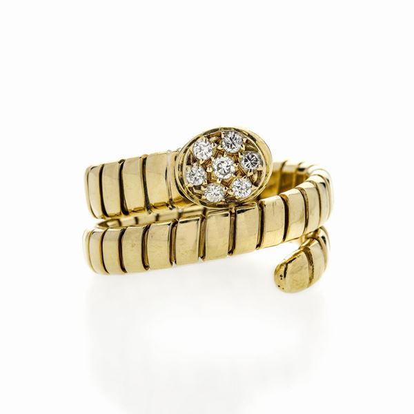 Anello Serpente in oro giallo e diamanti