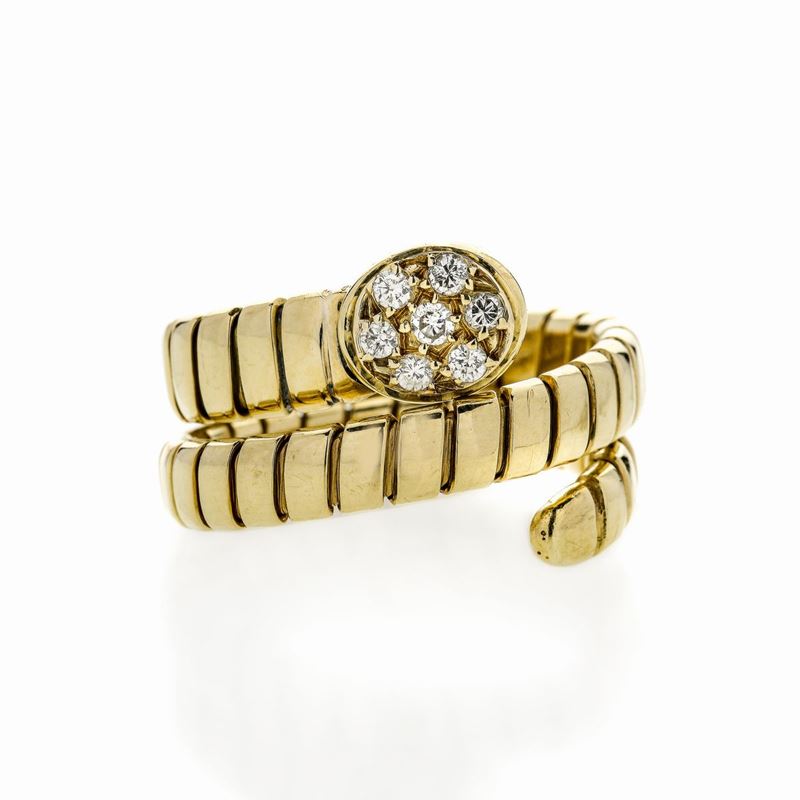 Anello Serpente in Oro Giallo e Diamanti