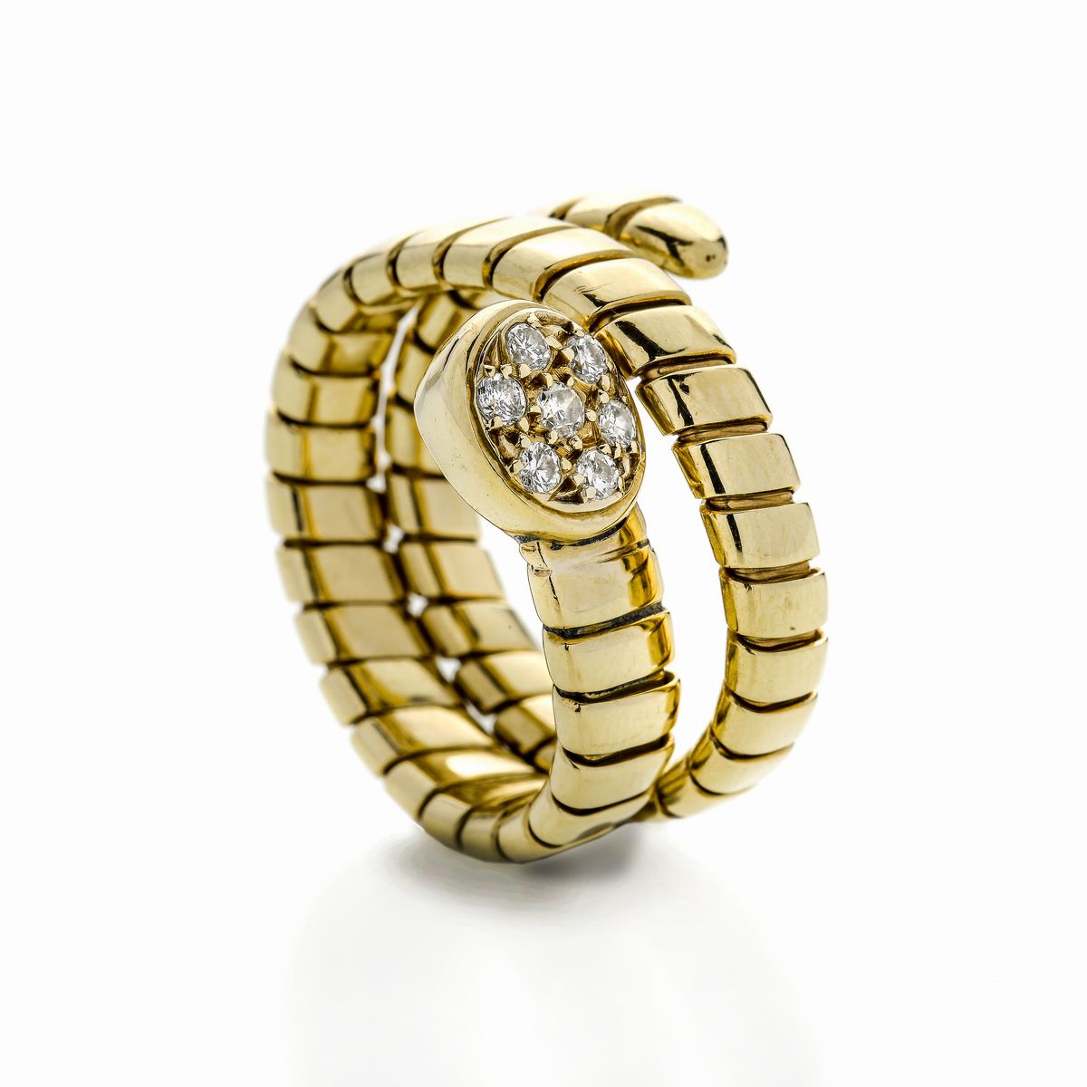 Anello Serpente in Oro Giallo e Diamanti