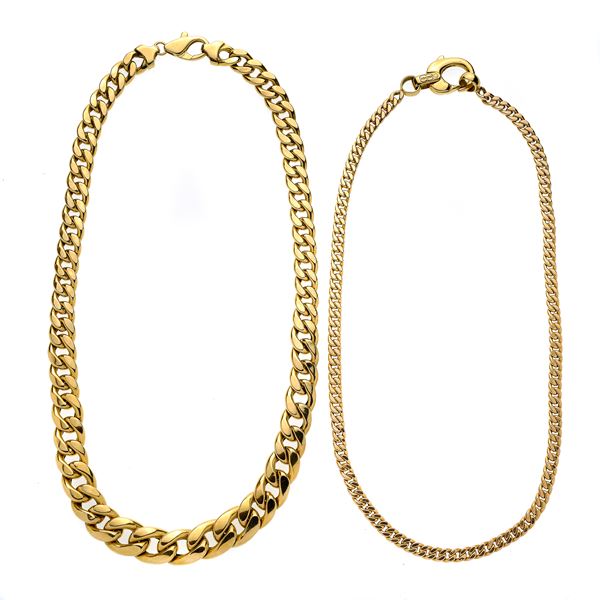 Necklace mesh in yellow gold and another similar