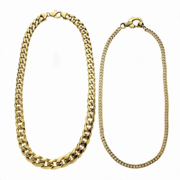 Necklace mesh in yellow gold and another similar  - Auction Auction of Antique Jewelry, Modern and watches - Curio - Casa d'aste in Firenze