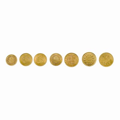 Sette Monete Varie in Oro Giallo