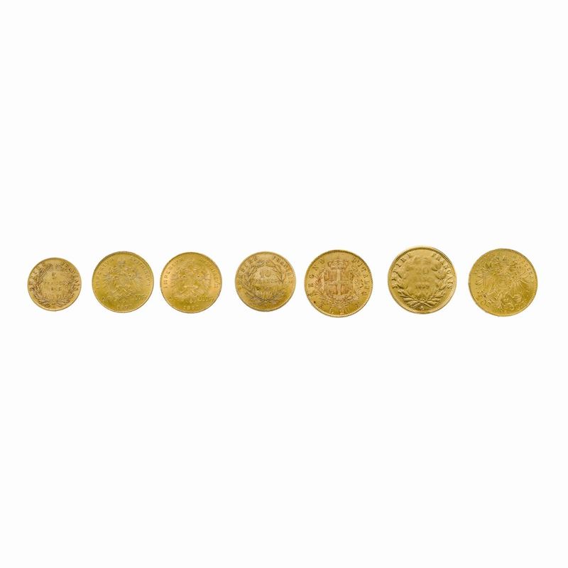 Sette Monete Varie in Oro Giallo