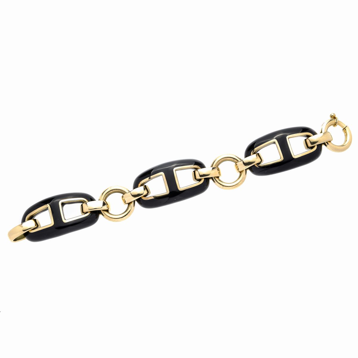 Bracciale in Oro Giallo, Argento e Onice