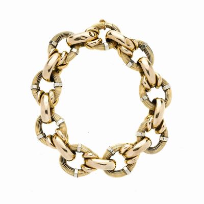 Bracciale a Maglie in Oro Giallo e Oro Bianco