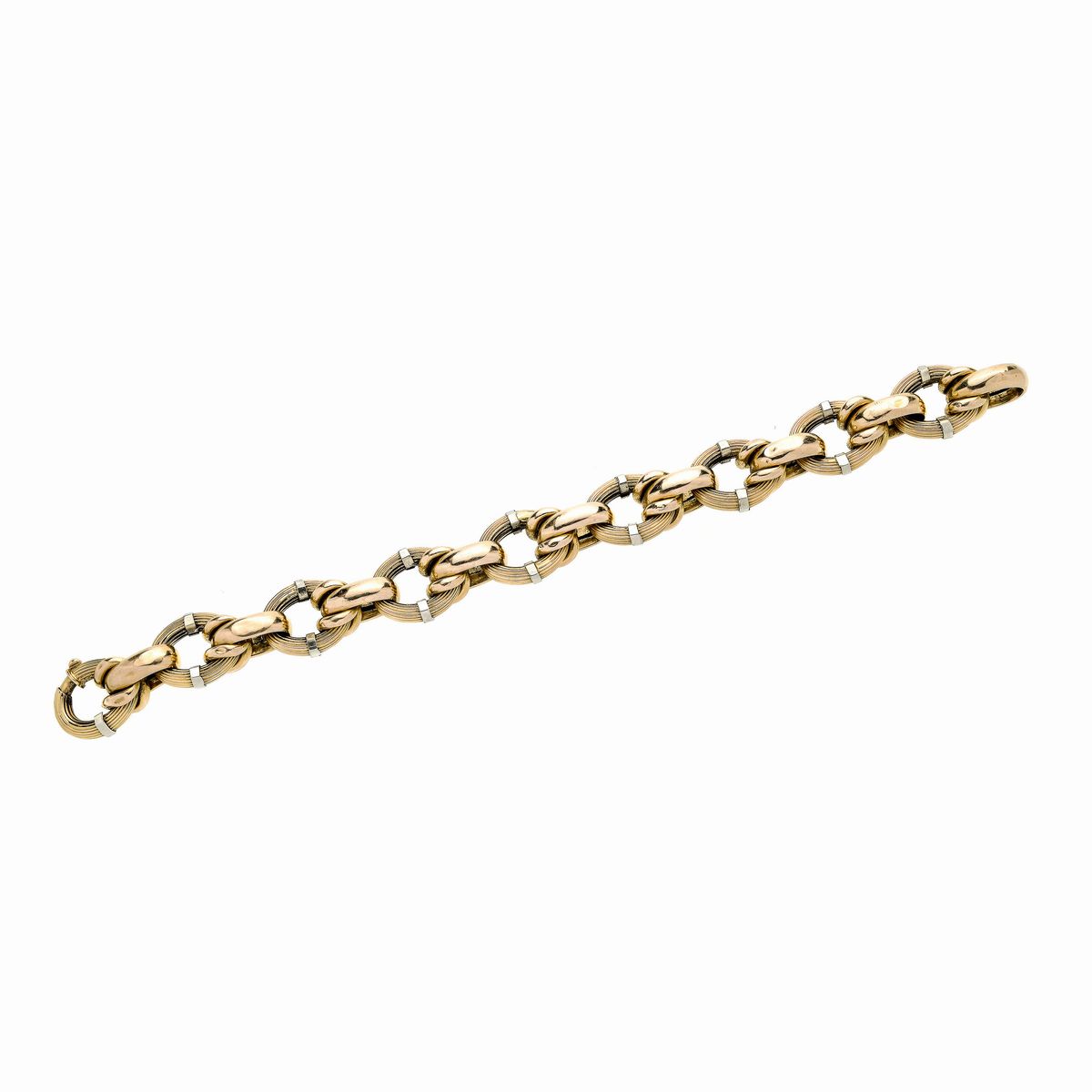 Bracciale a Maglie in Oro Giallo e Oro Bianco