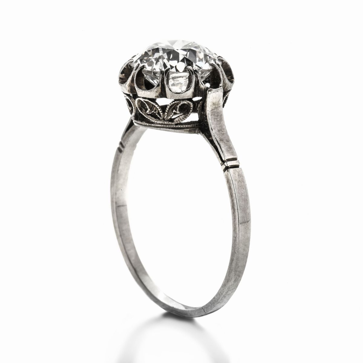 Anello Solitario in Oro Bianco e Diamante