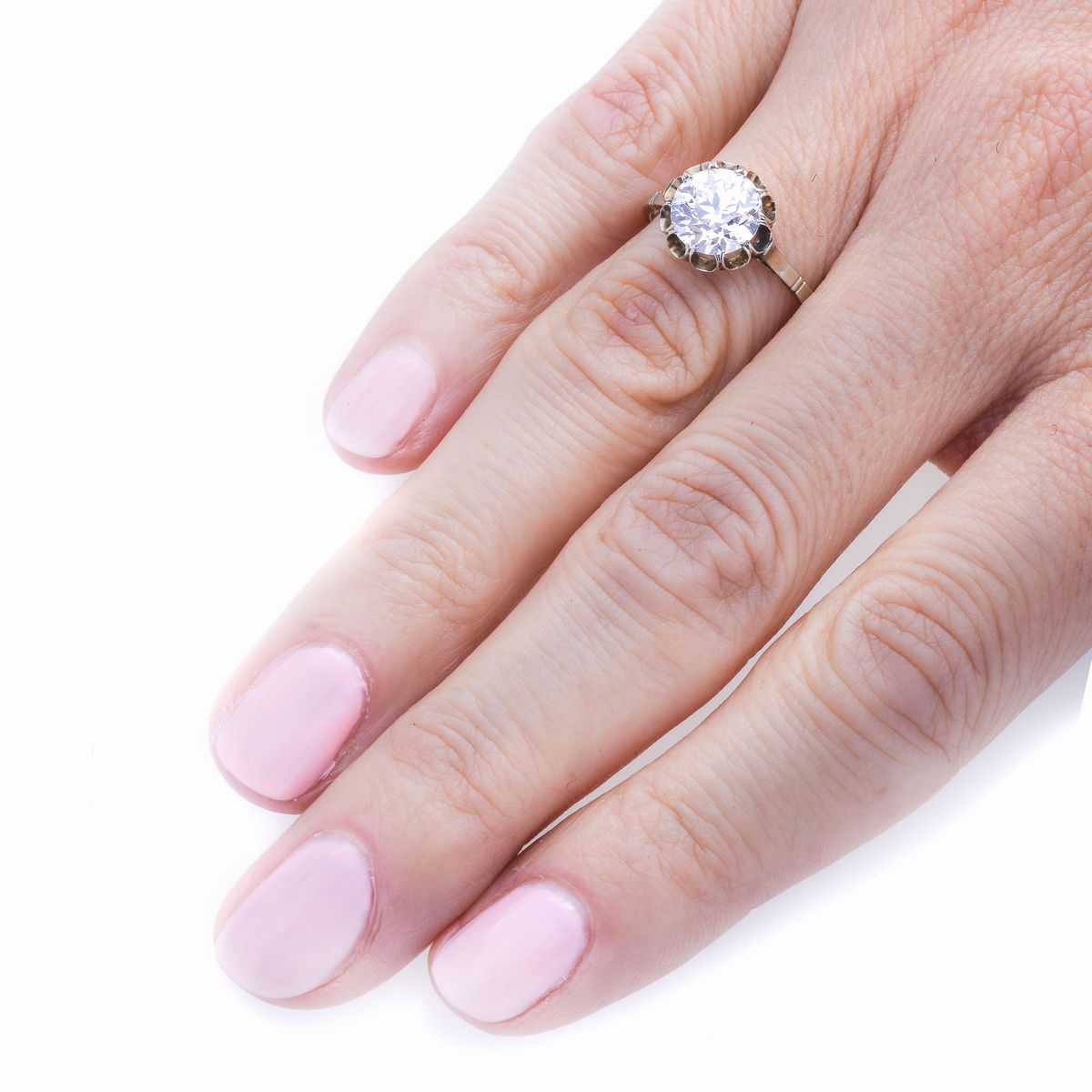 Anello Solitario in Oro Bianco e Diamante