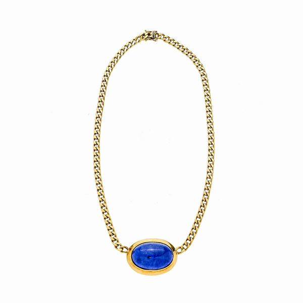 Necklace in yellow gold and lapis lazuli