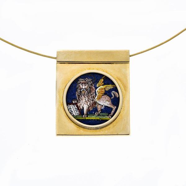 Girocollo semirigido in oro giallo e micromosaico