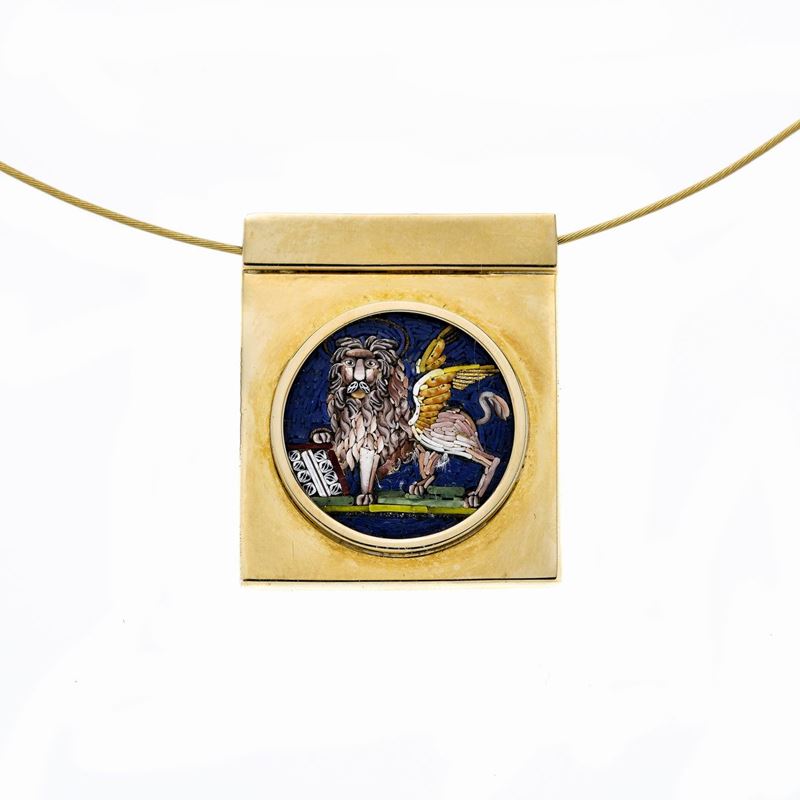 Girocollo Semirigido in Oro Giallo e Micromosaico