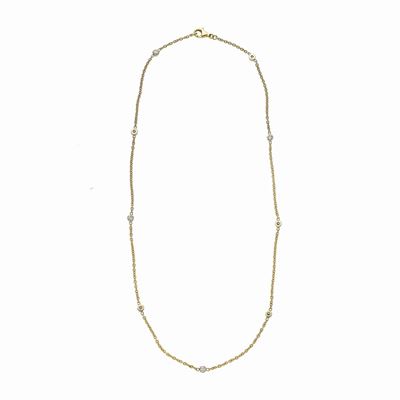Collana in Oro Giallo, Oro Bianco e Diamanti