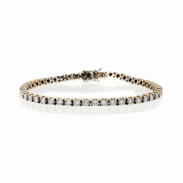 Bracciale tennis in oro rosa e diamanti