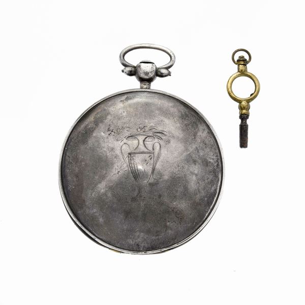 Clock Silver pocket, porcelain enamels and Pre Rigaud