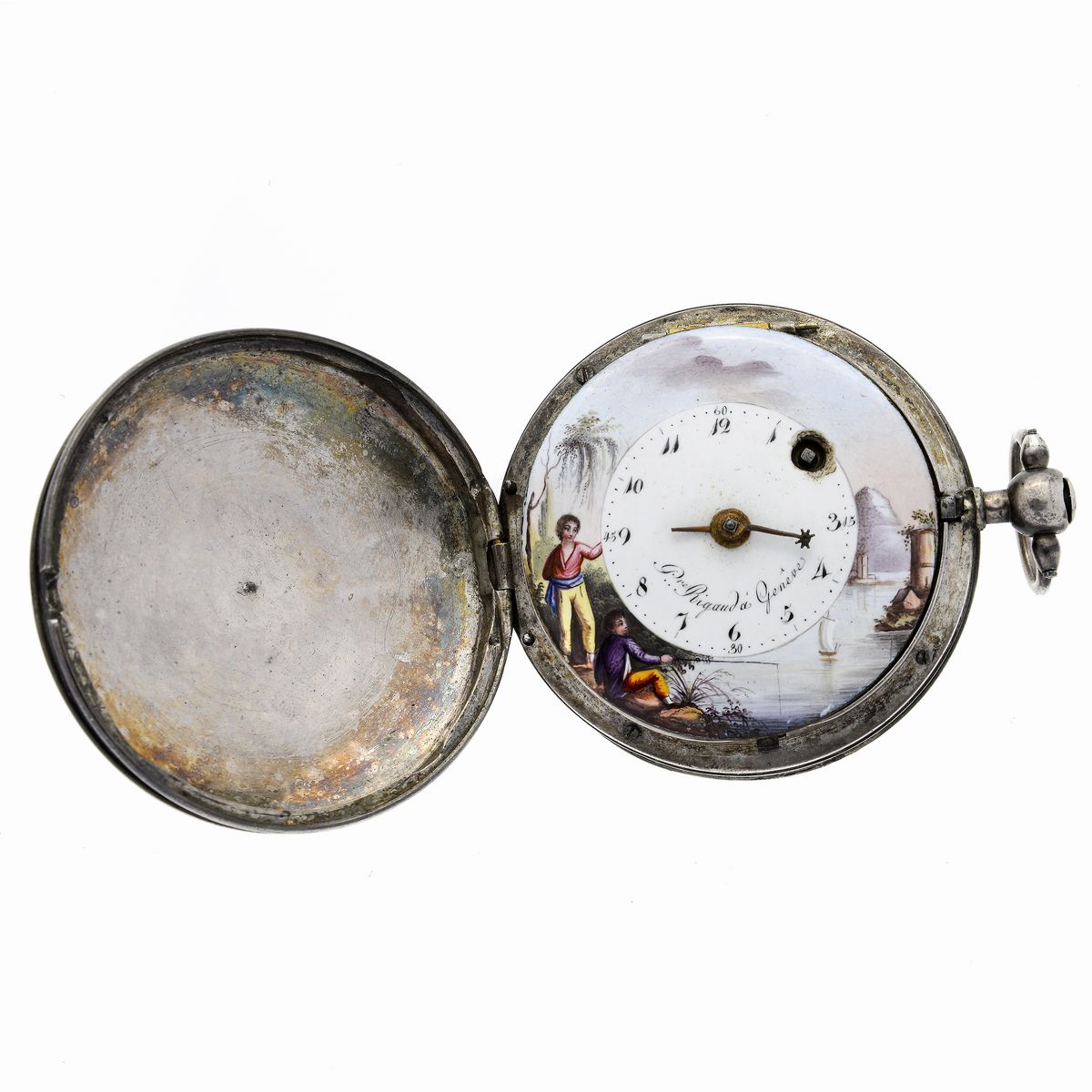 Orologio da Tasca in Argento, Porcellana e Smalti Pre Rigaud
