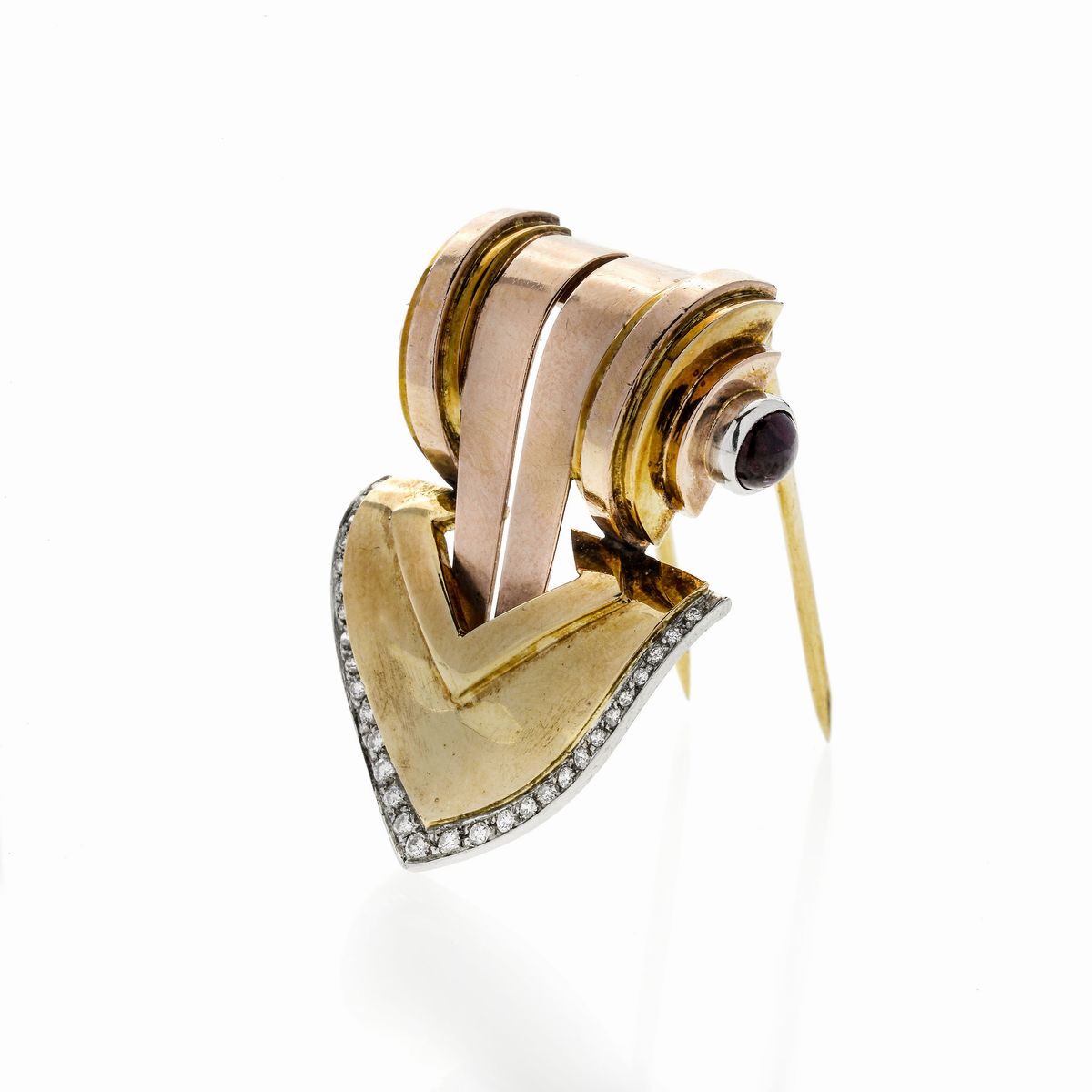 Tiffany & Co - Clip in Oro Giallo 14 Kt, Oro Bianco, Oro Rosa, Rubini e Diamanti Tiffany&co