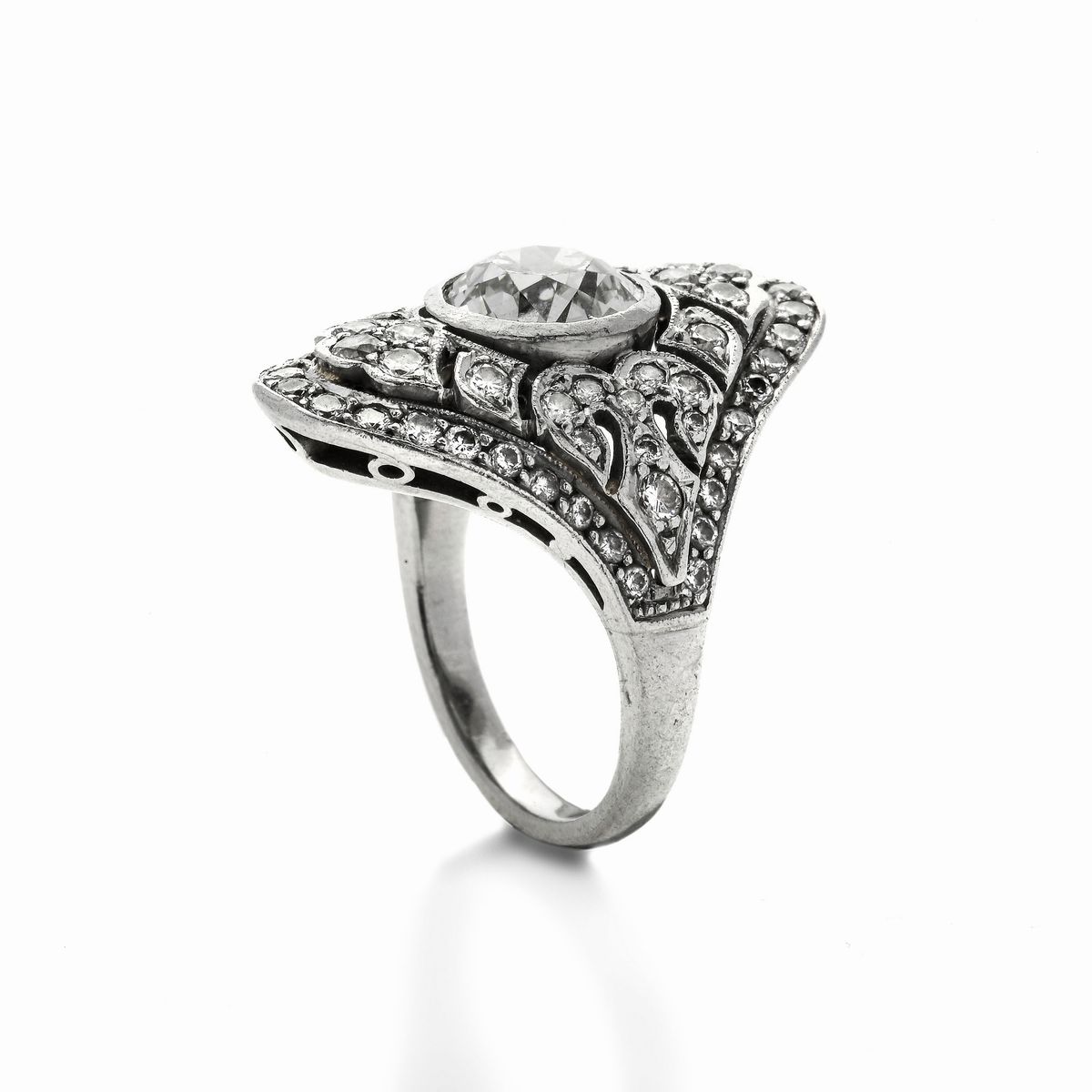 Anello a Losanga in Platino e Diamanti