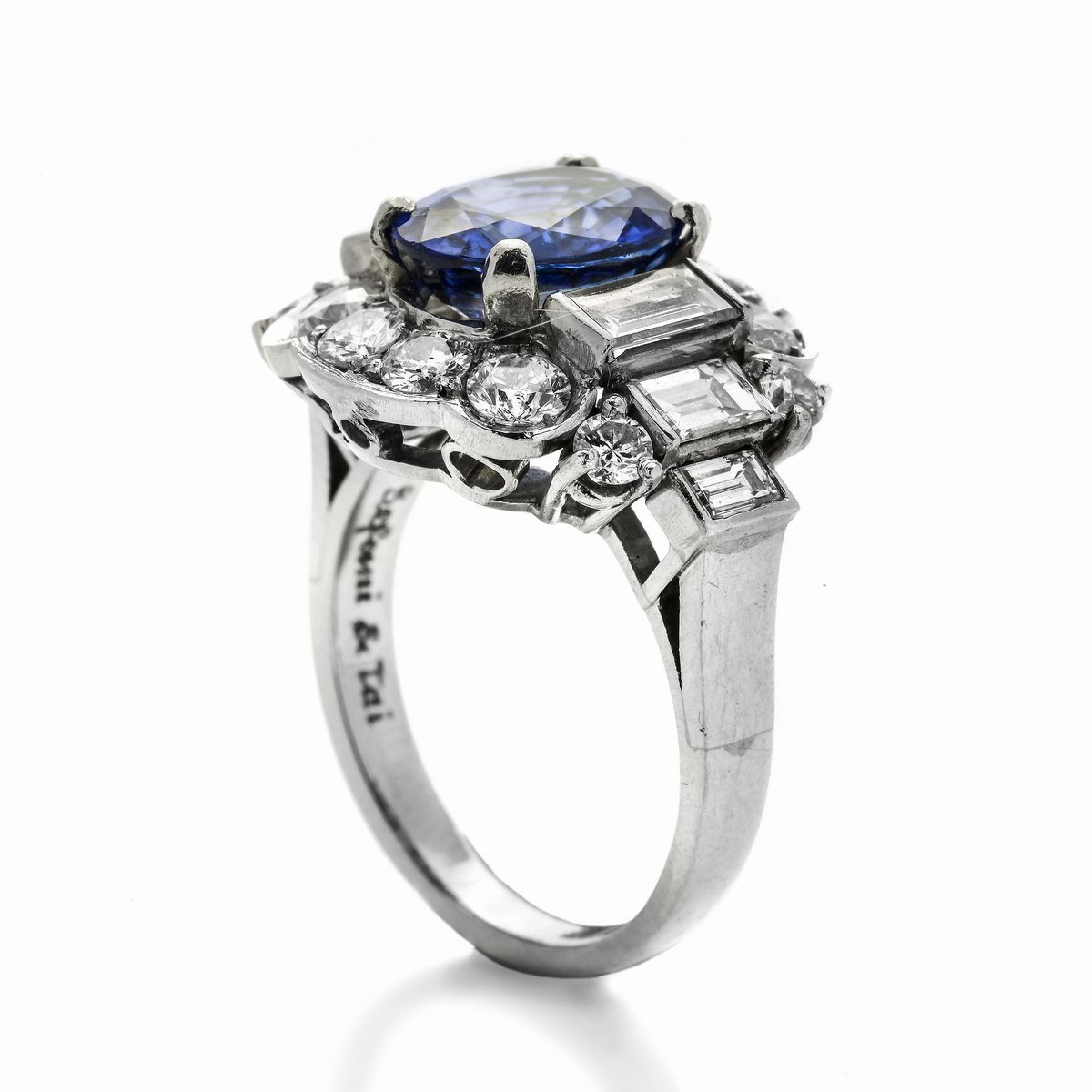 Anello in Platino, Diamanti e Zaffiro Befani & Tai