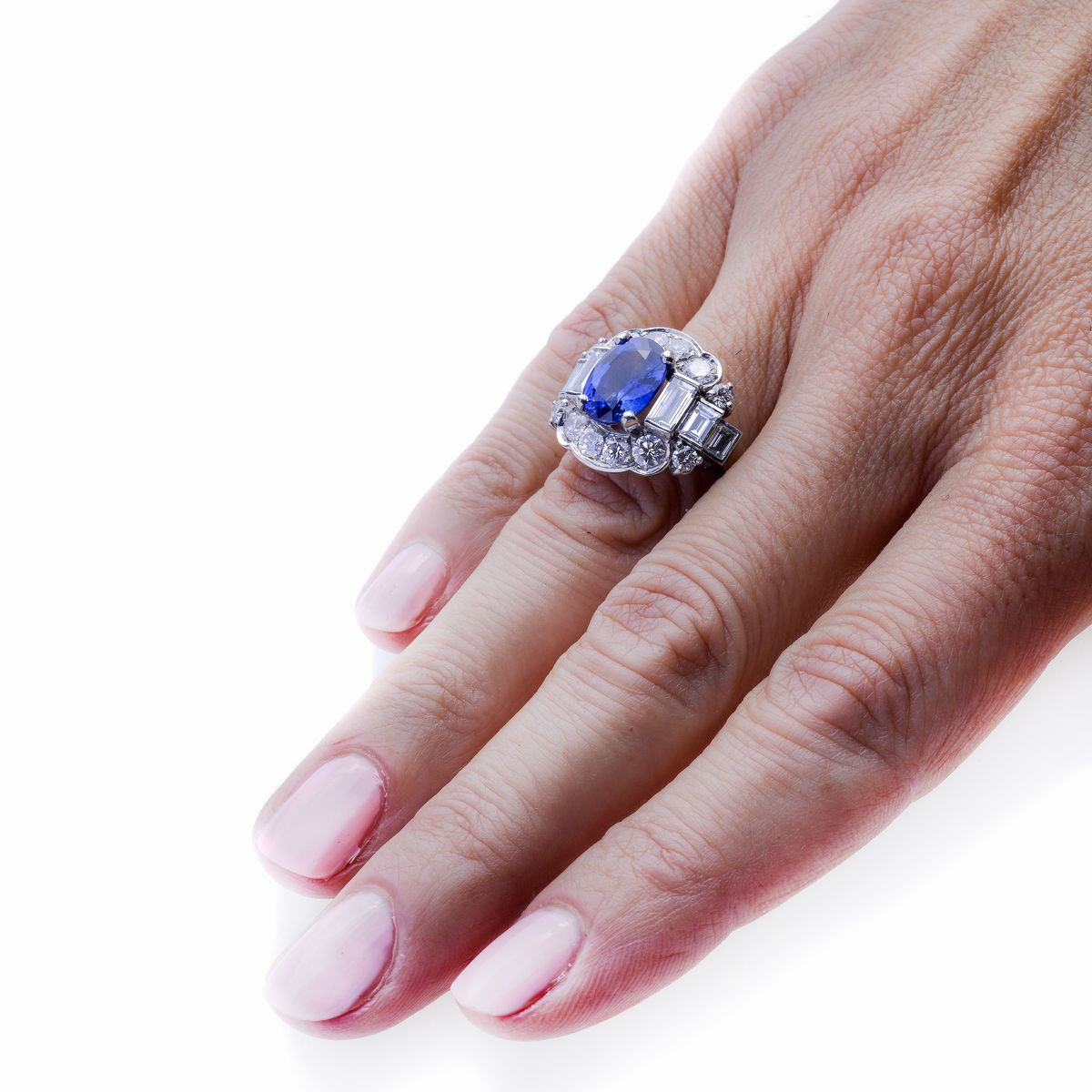 Anello in Platino, Diamanti e Zaffiro Befani & Tai