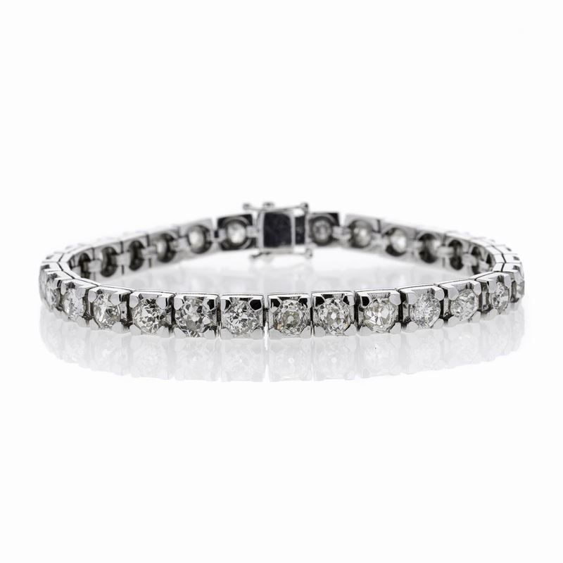Bracciale Tennis in Oro Bianco e Diamanti
