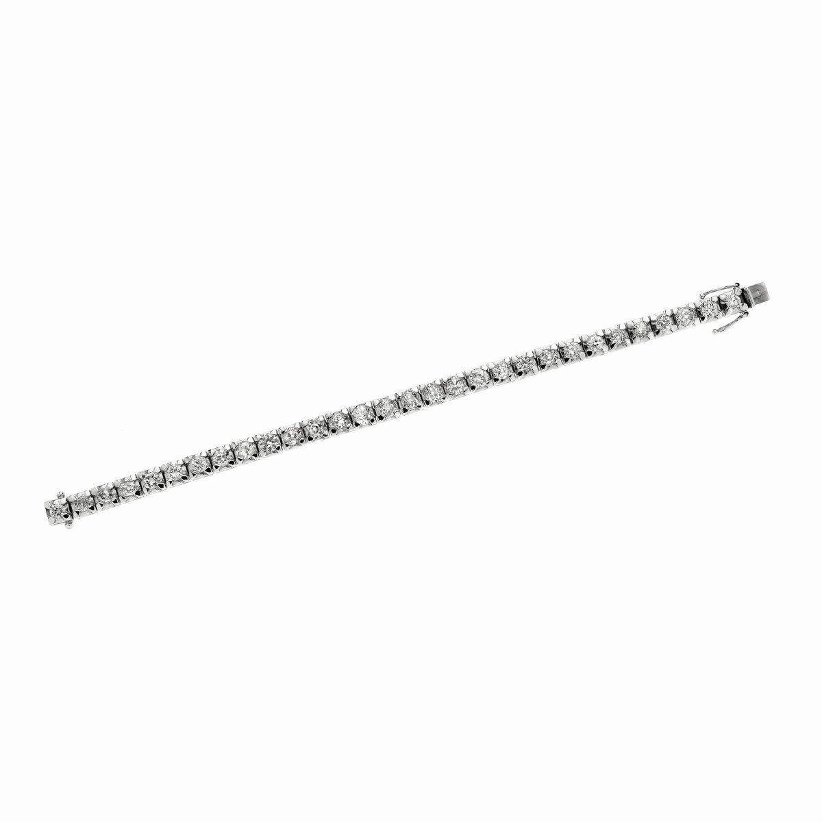 Bracciale Tennis in Oro Bianco e Diamanti