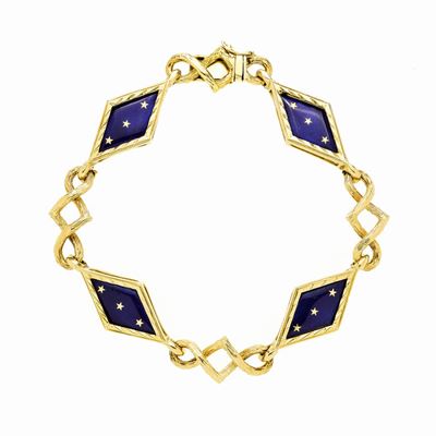 Bracciale in Oro Giallo e Smalto Blu