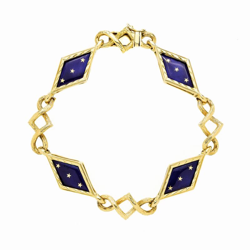 Bracciale in Oro Giallo e Smalto Blu