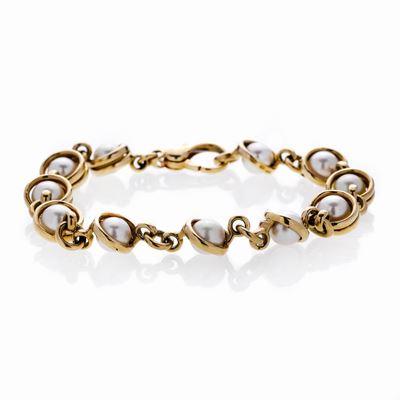 Bracciale in Oro Giallo e Perle Coltivate Cusi