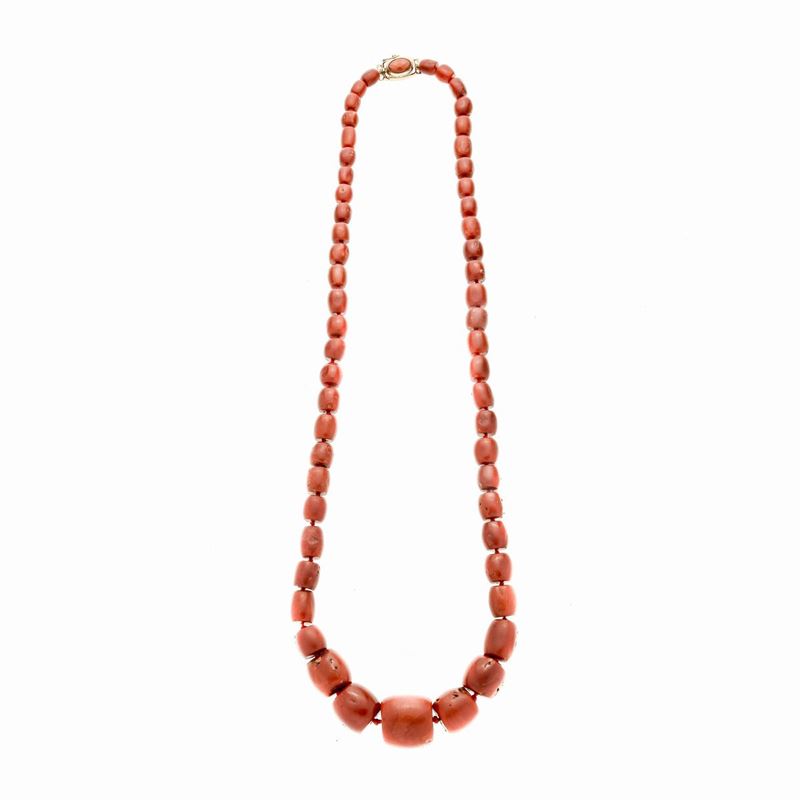Collana in Corallo Rosso e Oro Giallo