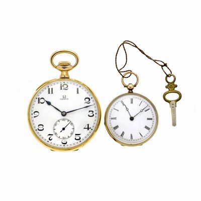Orologio da Tasca in Oro Giallo Omega ed un'altro Più Piccolo