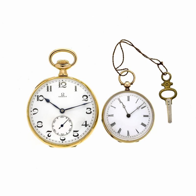 Orologio da Tasca in Oro Giallo Omega ed un'altro Più Piccolo